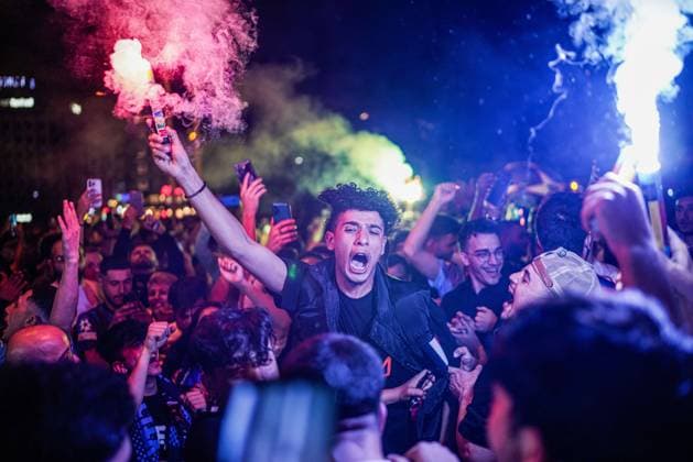 Fußbal, CL Finale, Manchester City, Fans feiern den Gewinn der Champions League in Istanbul