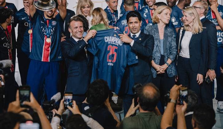 Fußball, Champions League Sieger Paris St. Germain, Empfang bei Emmanuel Macron