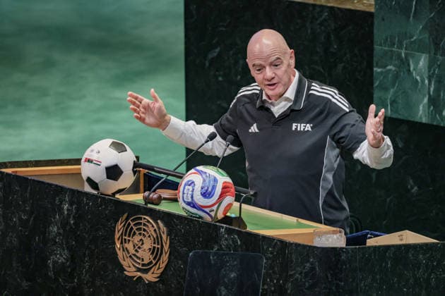 Fußball, Gianni Infantino anläßlich des World Football Day in der UNO Generalversammlung in New York
