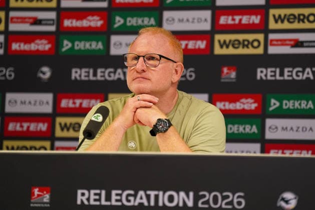 Fußball, 2. BL, Relegation, SpVgg Greuther Fürth - Rot-Weiss Essen, Pressekonferenz nach Spielende