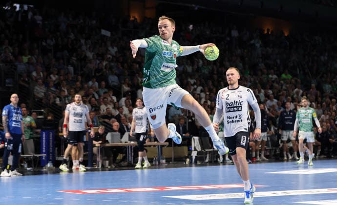 Handball, HBL, Füchse Berlin - SG Flensburg Handewitt, Mathias Gidsel ist Torschützenkönig