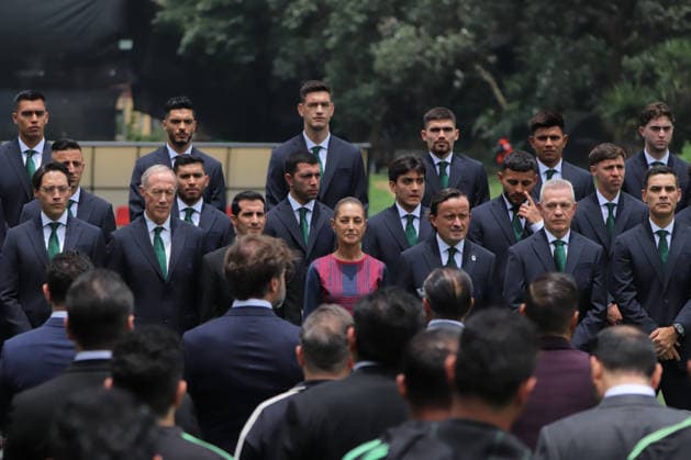 Fußball, FIFA WM 2026, Nationalteam Mexiko, Präsidentin Sheinbaum empfängt das Team