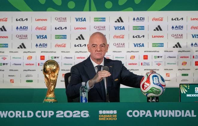 Fußball, FIFA WM 2026, Pressekonferenz in Mexiko-Stadt mit Gianni Infantino