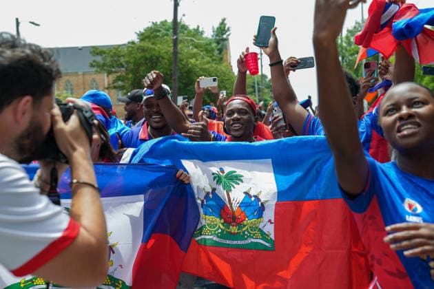 Fußball, FIFA WM 2026, Marokko - Haiti, Fanmarsch von Haiti in Atlanta