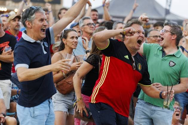 Fußball, FIFA WM 2026, Spanien - Belgien, Public Viewing in Zottegam