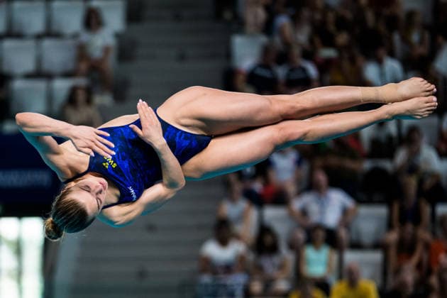 Schwimmen, EM in Paris, Wasserspringen, Kunstspringen, Frauen, 3m Brett, Vorkampf