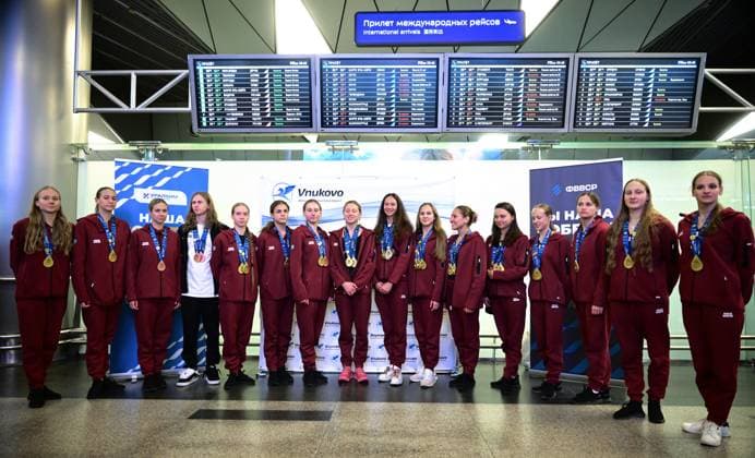 Schwimmen, EM in Paris, Synchronschwimmen, Empfang für Team Russland in Moskau