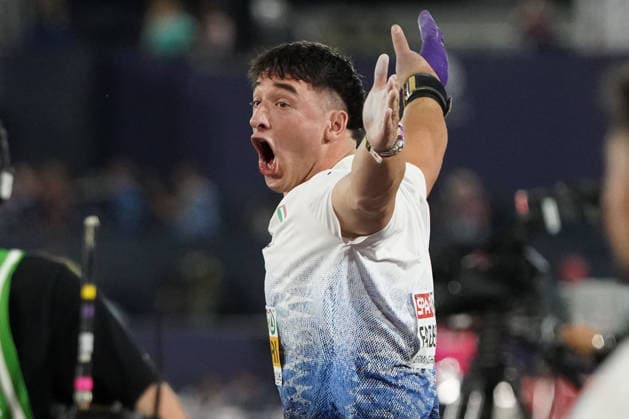 Leichtathletik, EM in Birmingham, Kugelstoßen, Männer, Europameister Leonardi Fabbri