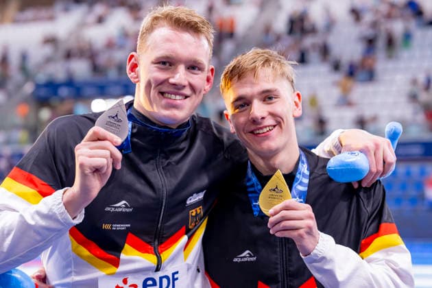 Schwimmen, EM in Paris, Männer, 800m Freistil, Europameister Johannes Liebmann und Silber-Gewinner Sven Schwarz