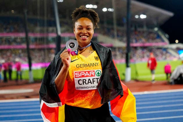 Leichtathletik, EM in Birmingham, Diskus, Frauen, Shanice Craft gewinnt Silber