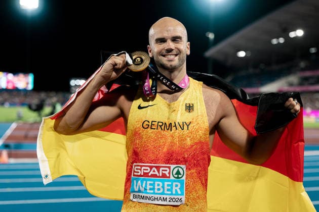 Leichtathletik, EM in Birmingham, Männer, Speerwurf, Europameister Julian Weber