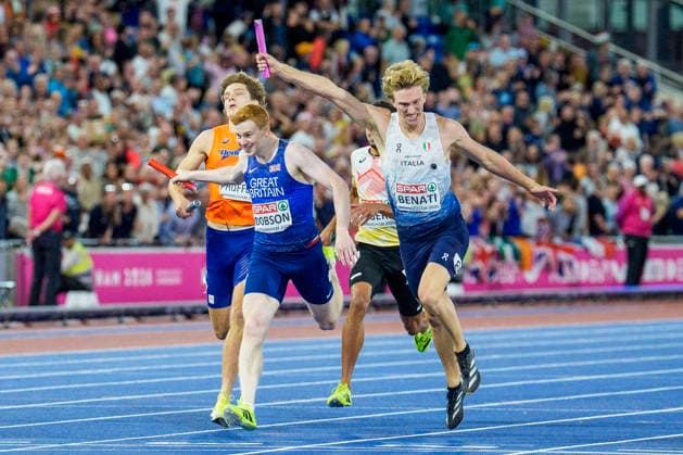 Leichtathletik, EM in Birmingham, 4x400m Staffel der Männer, Europameister Italien