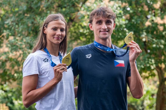 Schwimmen, EM in Paris, Empfang der tschechischen Medaillengewinner in Prag