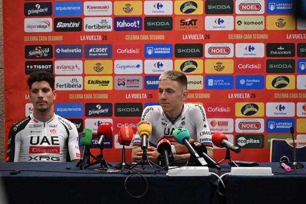 Radsport, Vuelta a Espana, Pressekonferenz Tadej Pogacar in Monaco