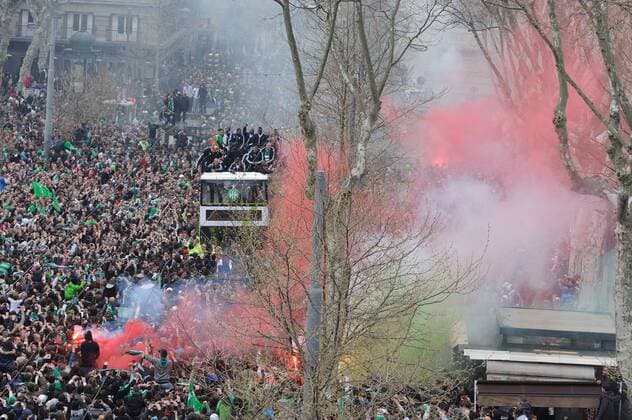 Fussball, Frankreich, AS St. Etienne feiert Gewinn des Coupe de la Ligue