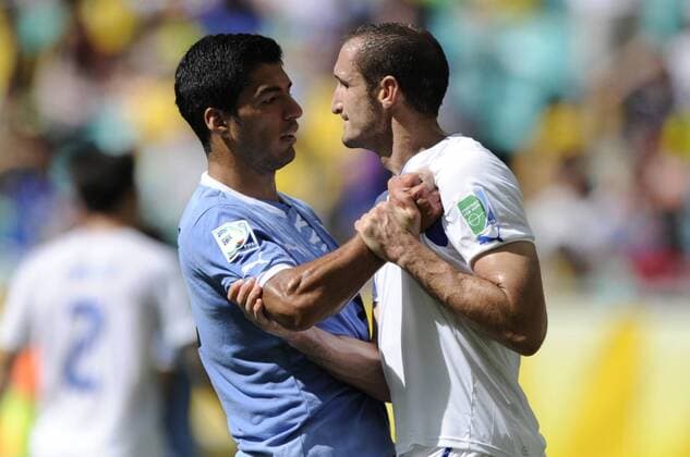 Fußball, Champions League, WM-Beißer Luis Suarez trifft im Finale auf Opfer Giorgio Chiellini