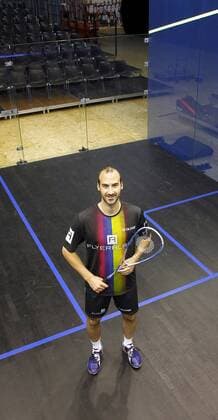 Squash, Bundesliga-Endrunde in Würzburg, Shooting Simon Rösner - Deutscher Meister