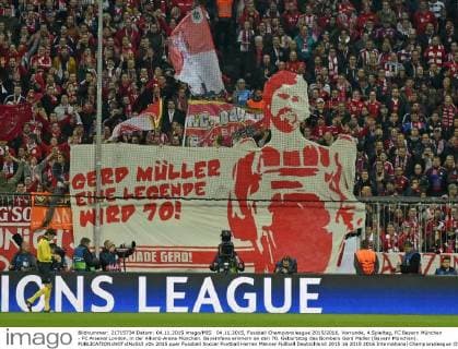 Fußball, Champions League, Bayern-Fans gratulieren Gerd Müller zum Geburtstag