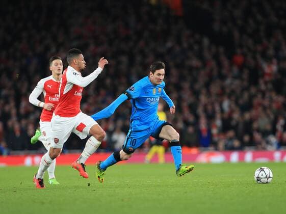 Fußball, Champions League, FC Arsenal - FC Barcelona, Matchwinner Lionel Messi