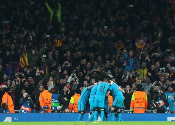 Fußball, Champions League, FC Arsenal - FC Barcelona, Messi schießt 10000. Barca-Tor