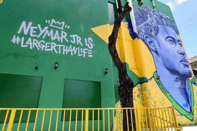 WM 2018, Neymar Porträt an Hausfassade in Miami