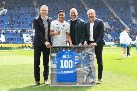 Fußball, TSG 1899 Hoffenheim, Nadiem Amiri für 100. Bundesligaspiel geehrt