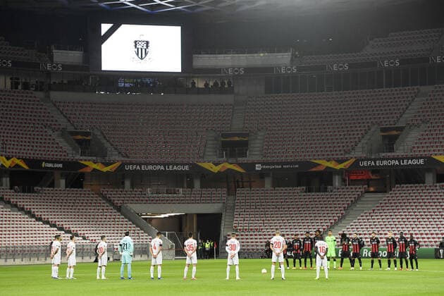 Fußball, EL, OGC Nizza - Hapoel Beer Sheva, Schweigeminute für die Opfer des Terroranschlags