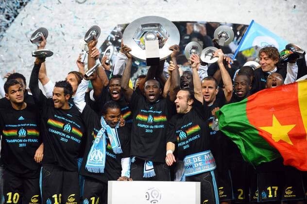 Fußball, Frankreich, Ligue 1, Olympique Marseille feiert den Gewinn der Meisterschaft