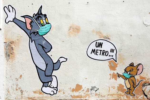 Coronavirus in Italien, Tom & Jerry Mural in Rom