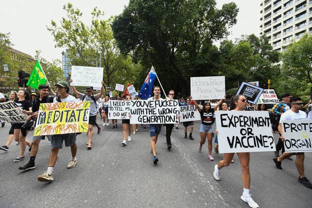 Coronavirus in Australien, Anti-Impf-Demo in Melbourne