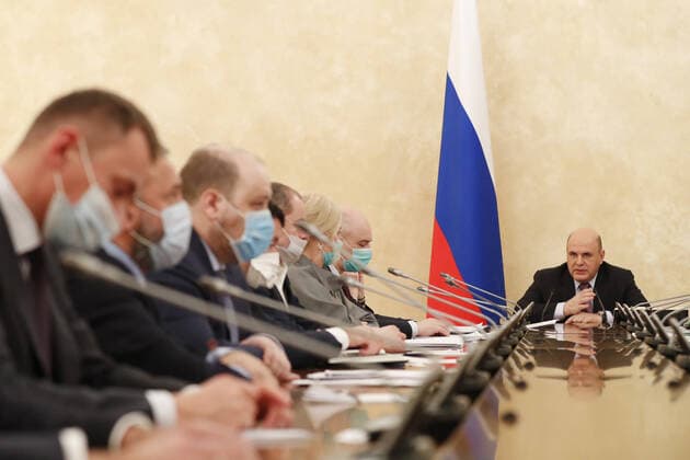 Coronavirus in Russland, Michail Mischustin leitet Sitzung zur Verteilung von Impfstoff in Moskau