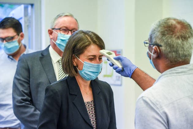 Coronavirus in Australien, Gladys Berejklian besucht Start des Impfprogramms in Sydney