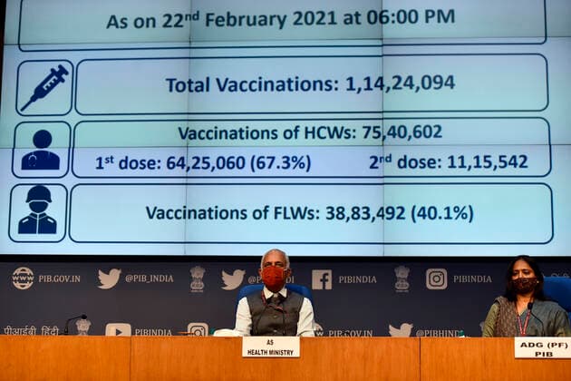 Coronavirus in Indien, Pressekonferenz zum Stand der Impfungen