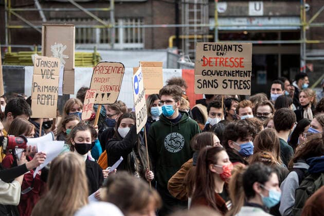 Coronavirus in Belgien, Studenten protestieren gegen Isolation
