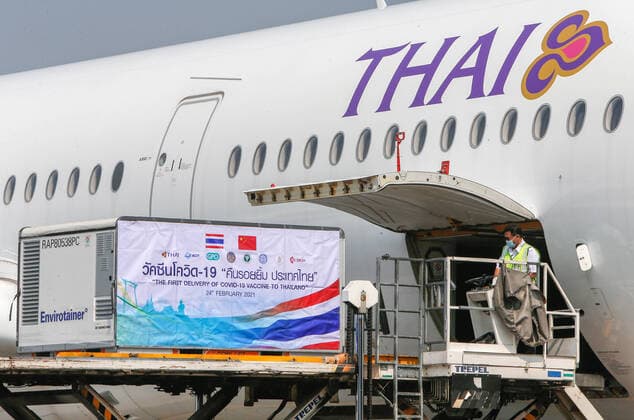 Coronavirus in Thailand, Ankunft von Sinovac-Impfstoff in Bangkok