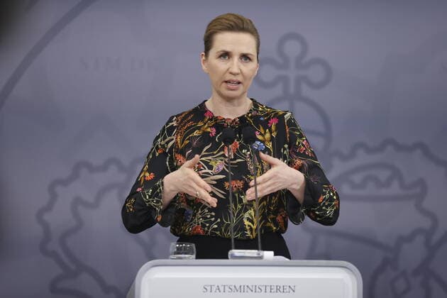 Coronavirus in Dänemark, Pressekonferenz mit Mette Frederiksen in Kopenhagen