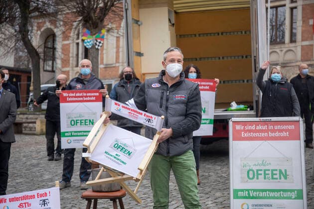 Coronavirus in Sachsen, Proteste des Einzelhandels in Stollberg