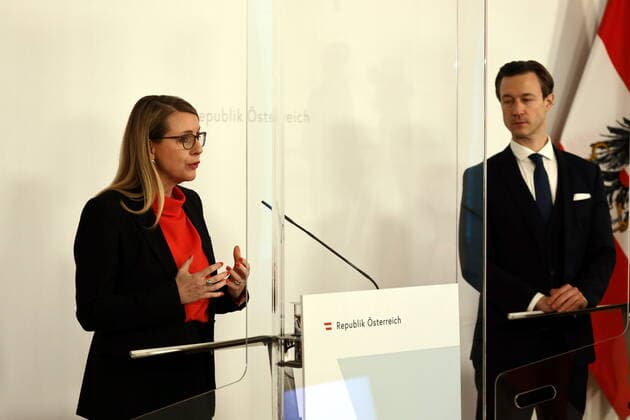 Coronavirus in Österreich, Pressekonferenz zur Wirtschaftslage im Bundeskanzleramt in Wien