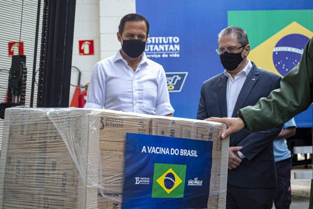 Coronavirus in Brasilien, Ankunft von Impfstoffen in Sao Paulo
