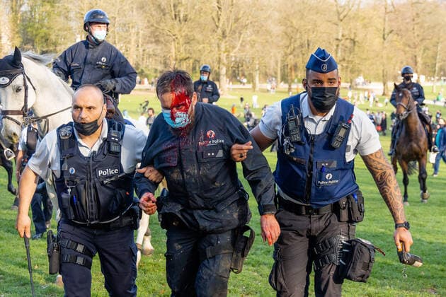 Coronavirus in Belgien, Proteste und Ausschreitungen in Brüssel
