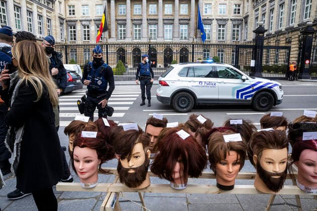 Coronavirus in Belgien, Proteste von Friseurinnen in Brüssel