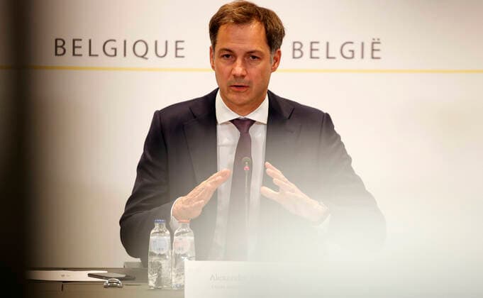 Coronavirus in Belgien, Premierminister Alexander de Croo Pressekonferenz in Brüssel