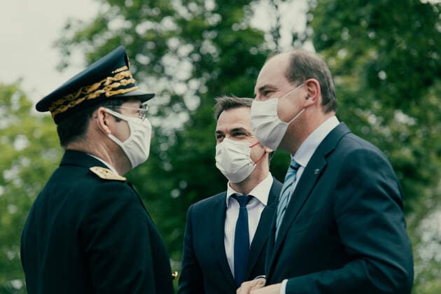 Coronavirus in Frankreich, Jean Castex und Olivier Veran besuchen Impfzentrum in Gagny