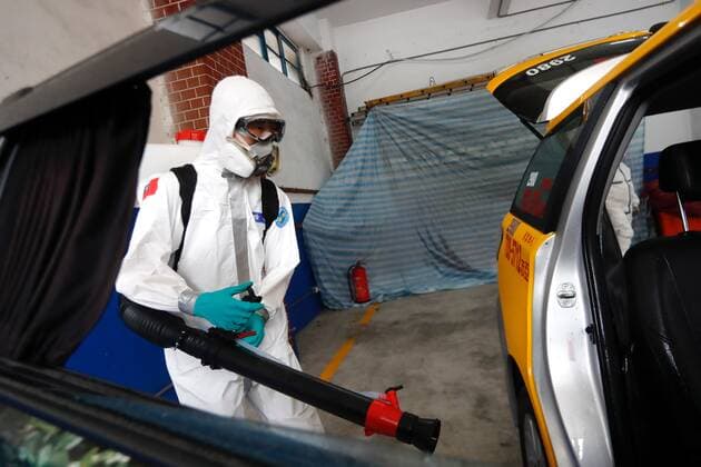Coronavirus in Taiwan, Vorbereitung eines Quarantäne-Busses in Taipeh