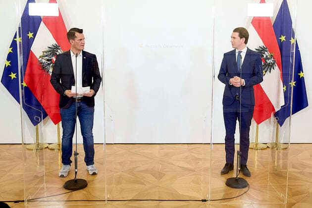 Coronavirus in Österreich, Pressekonferenz mit Kanzler Kurz und Wolfgang Mückstein in Wien