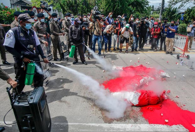 Coronavirus in Thailand, Protestaktion zur Produktion von mehr Impfstoff in Nonthaburi