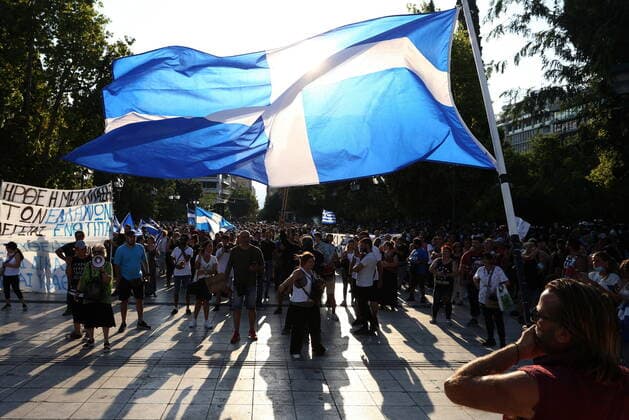 Coronavirus in Griechenland, Protest gegen Coronamaßnahmen in Athen
