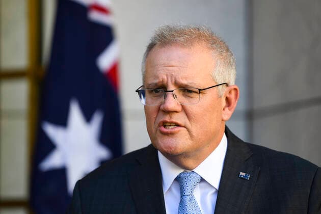 Coronavirus in Australien, Pressekonferenz mit Scott Morrison in Canberra