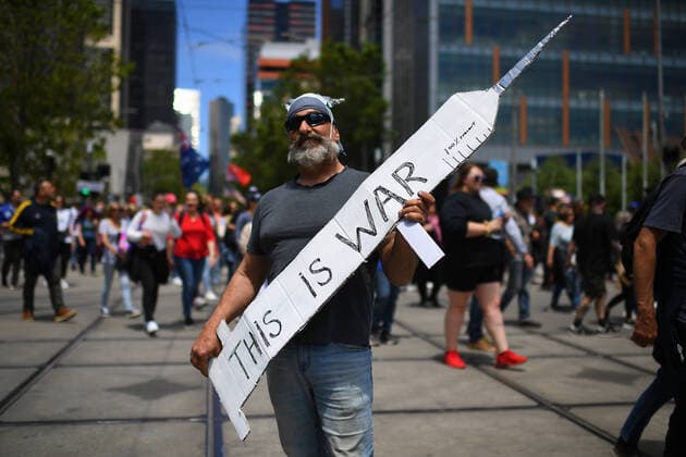 Coronavirus in Australien, Proteste von Impfgegnern in Melbourne