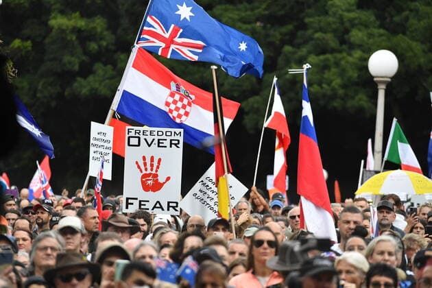 Coronavirus in Australien, Impfgegner protestieren in Sydney